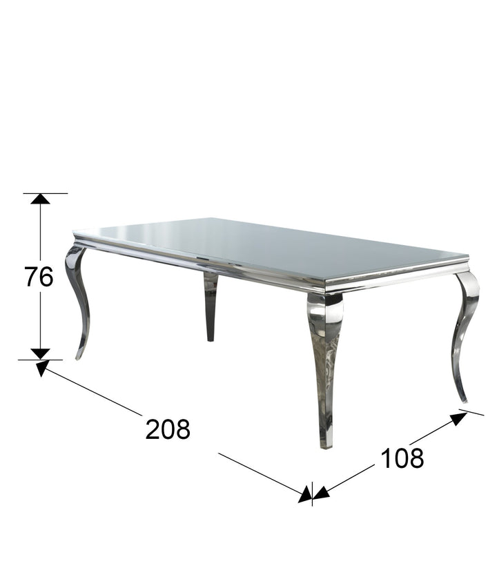 Masa dining Schuller Barroque 200 inox cu sticla securizata
