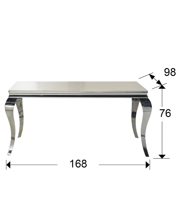 Masa dining Schuller Barroque 160 inox cu sticla securizata