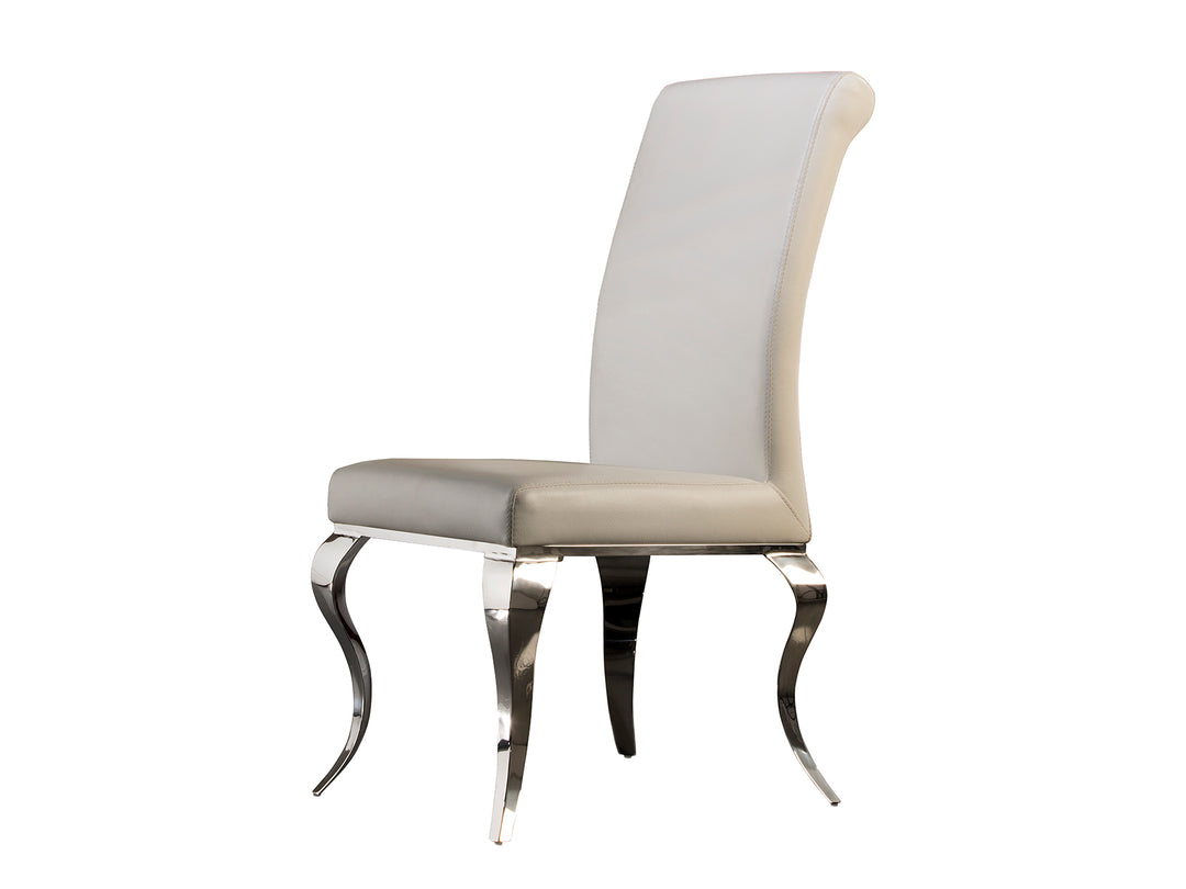 Scaun Schuller Silla Barroque cu structură oțel inoxidabil și tapițerie piele ecologică albă — H103 cm