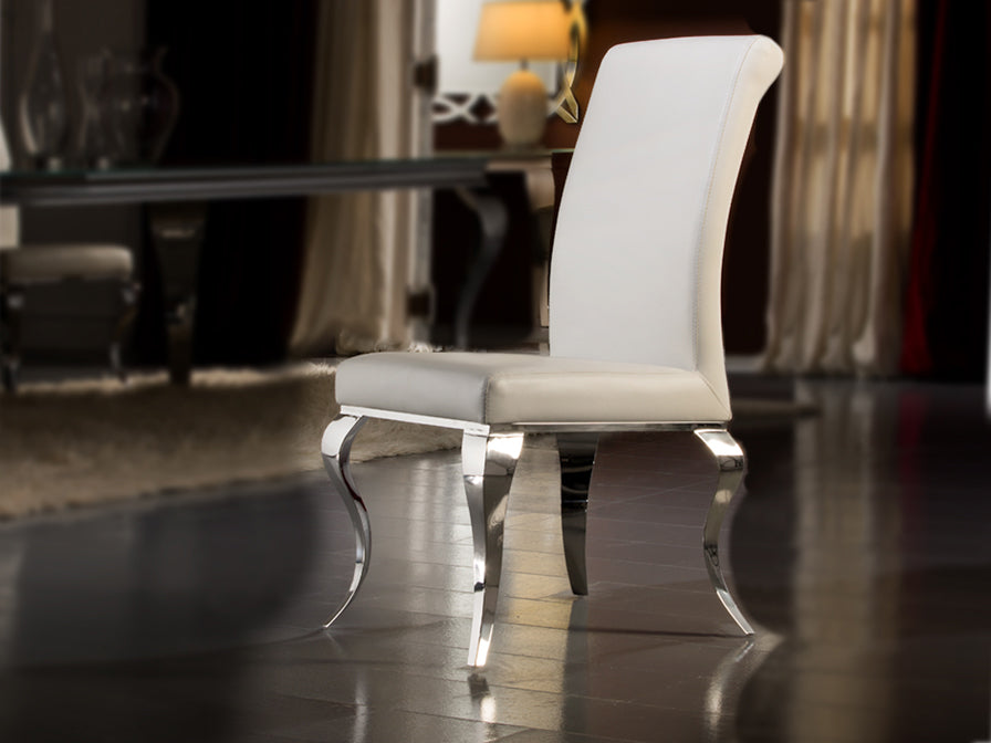 Scaun Schuller Silla Barroque alb piele ecologică