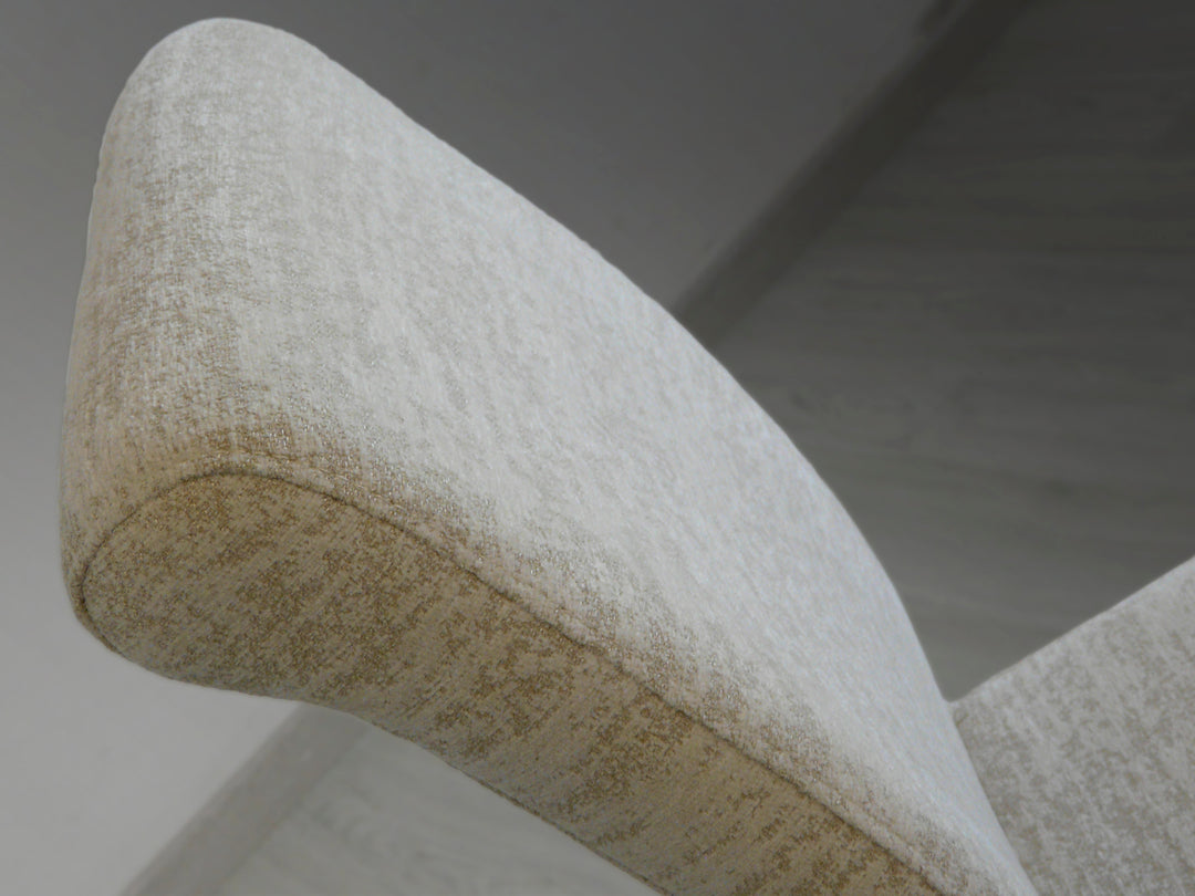 Scaun Schuller Silla Barroque cu structură oțel inoxidabil și tapițerie textil bej — H103 cm