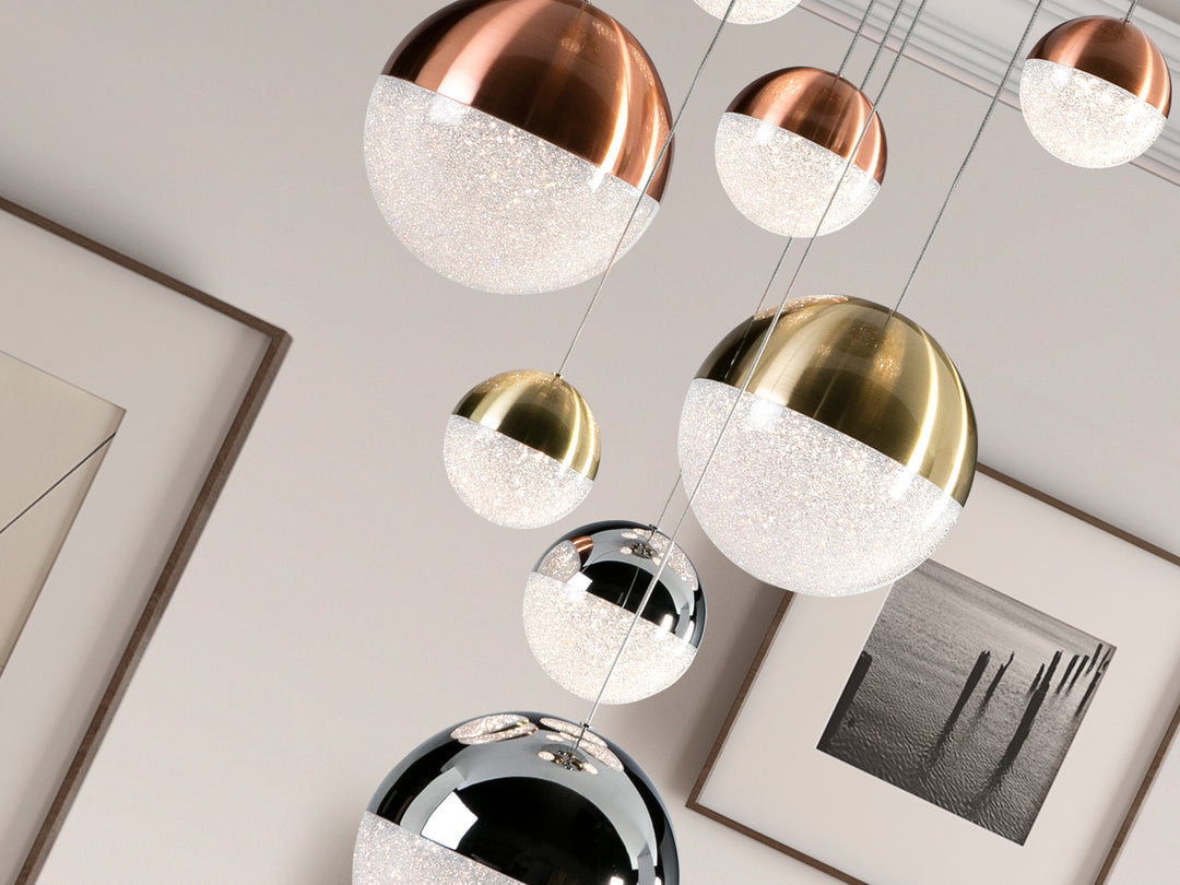 Lustra Schuller Sphere 9 lumini cascadă Ø50 cromat dimmable sfere mixte