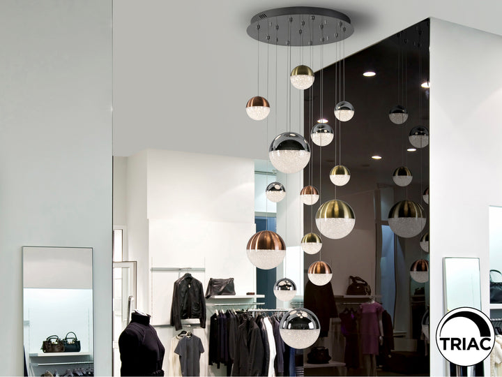 Lustra Schuller Sphere Mare 14 lumini cascadă 180 cm cromat-cupru-alama dimmable