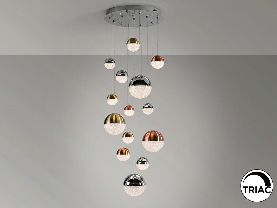 Lustra Schuller Sphere Mare 14 lumini cascadă 180 cm cromat-cupru-alama dimmable