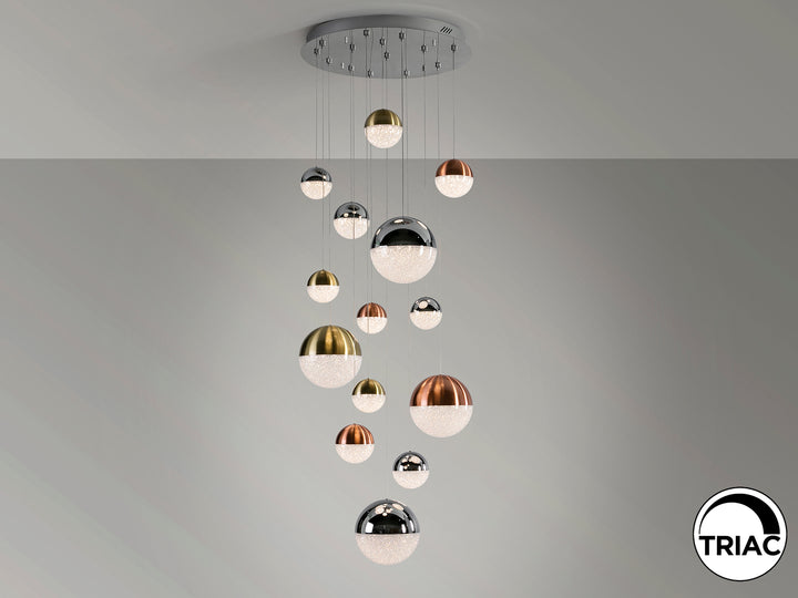 Lustra Schuller Sphere Mare 14 lumini cascadă 180 cm cromat-cupru-alama dimmable