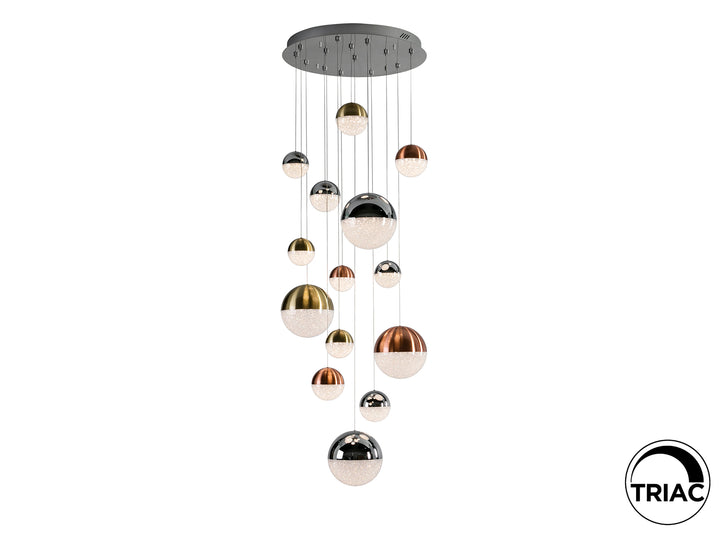 Lustra Schuller Sphere Mare 14 lumini cascadă 180 cm cromat-cupru-alama dimmable