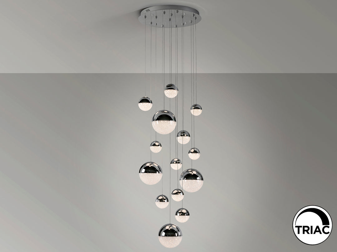 Lustra Schuller Sphere Mare 14 lumini fall 5m cromat dimmable TRIAC