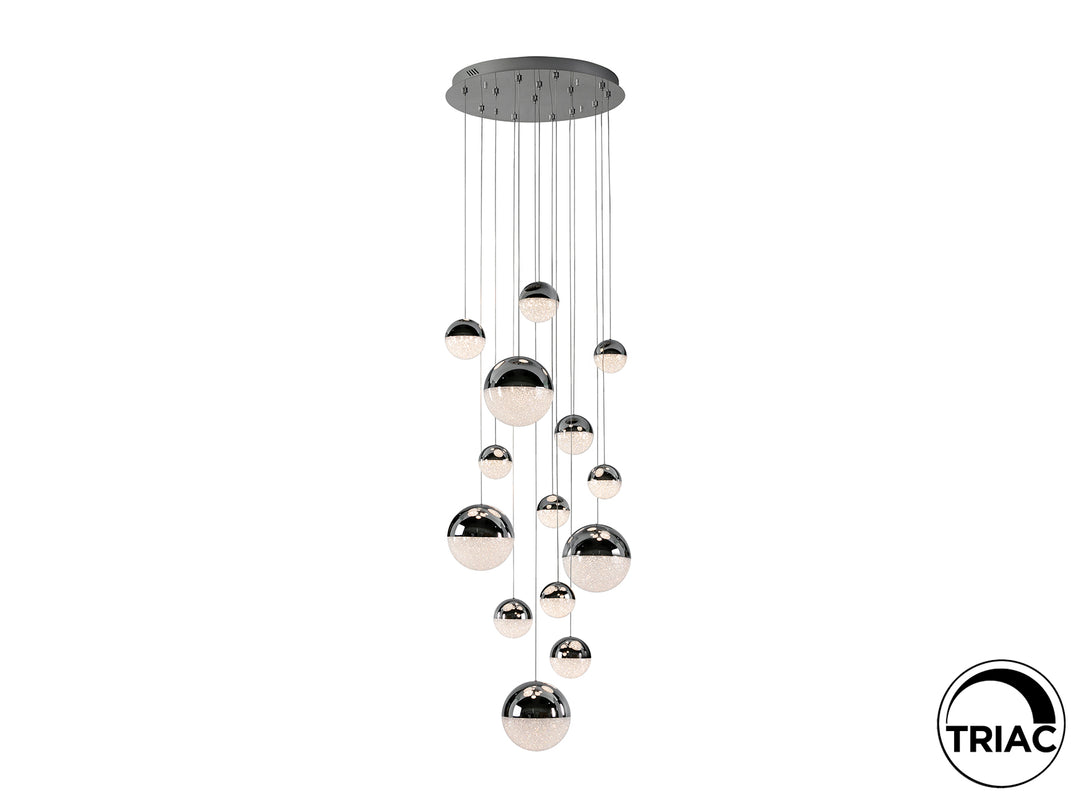 Lustra Schuller Sphere Mare 14 lumini fall 5m cromat dimmable TRIAC