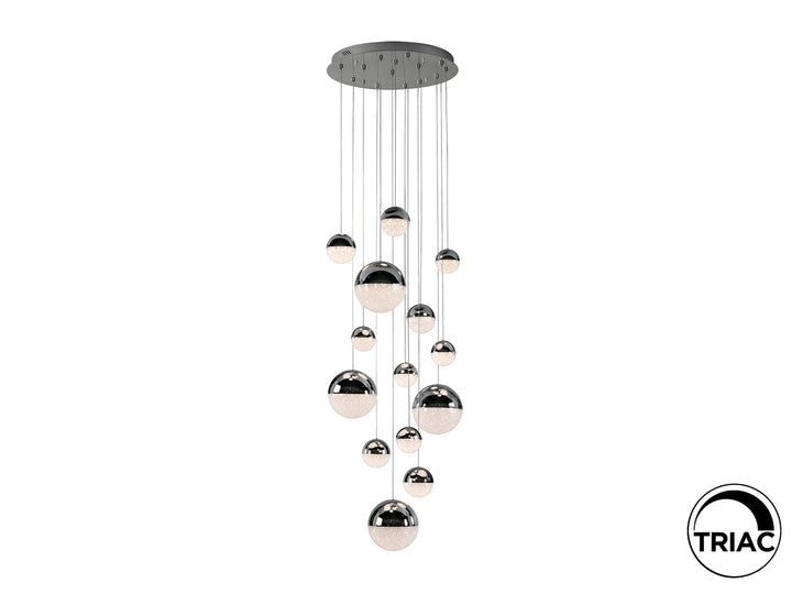 Lustra Schuller Sphere Mare 14 lumini fall 5m cromat dimmable TRIAC