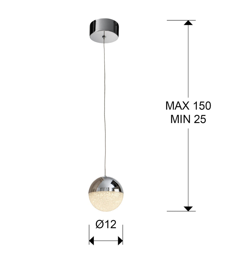 Lustra Schuller Sphere 1 lumina cromat sferă Ø12