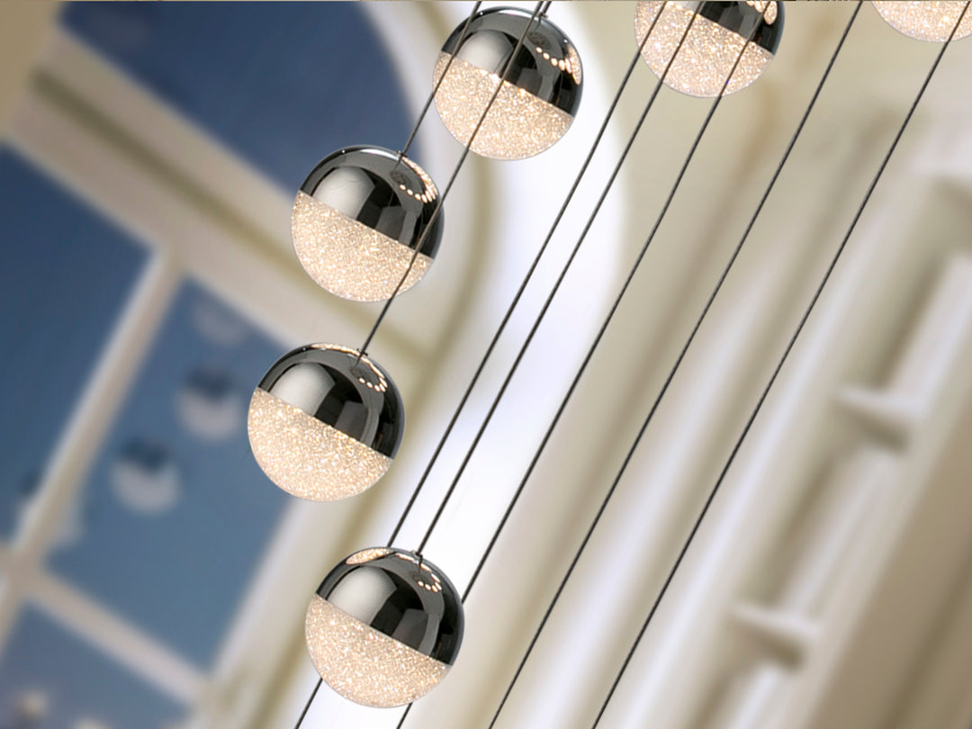 Lustra Schuller Sphere 14 lumini cascadă 175 cm cromat Bluetooth APP