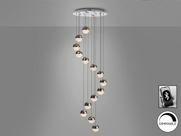 Lustra Schuller Sphere 14 lumini cascadă 175 cm cromat Bluetooth APP