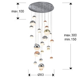 Lustra Schuller Sphere Grand 27 lumini Ø80 cromat-cupru-alama dimmable telecomandă