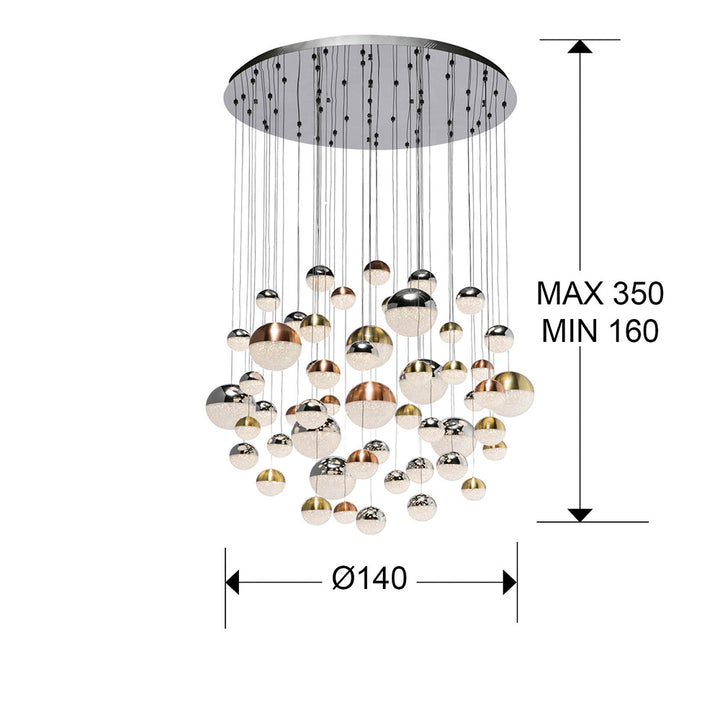 Lustra Schuller Sphere Grand 55 lumini Ø140 cromat-cupru-alama LED 288W dimmable APP