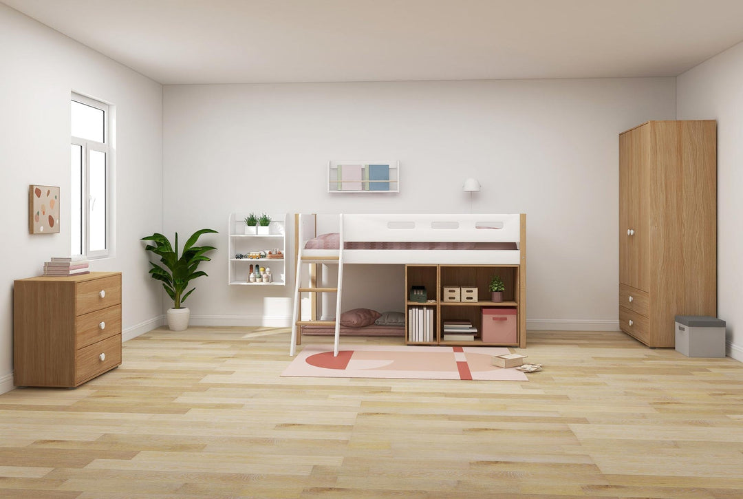 The Decorators: Pat inaltime 120 cm cu scara inclinata Flexa Nor 90x200 cm