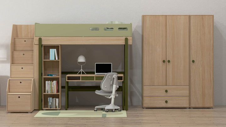 The Decorators: Dulap copii cu 2 usi si 2 sertare, Nor, MDF si lemn mesteacan, 101x57x202 cm
