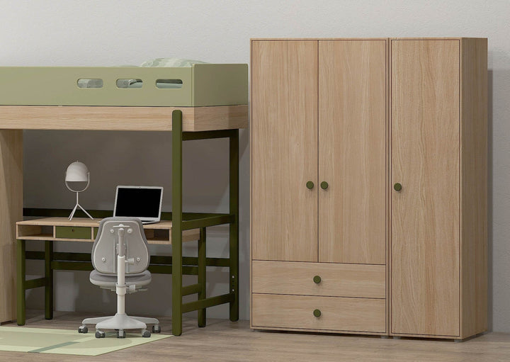 The Decorators: Dulap copii cu 2 usi si 2 sertare, Nor, MDF si lemn mesteacan, 101x57x202 cm