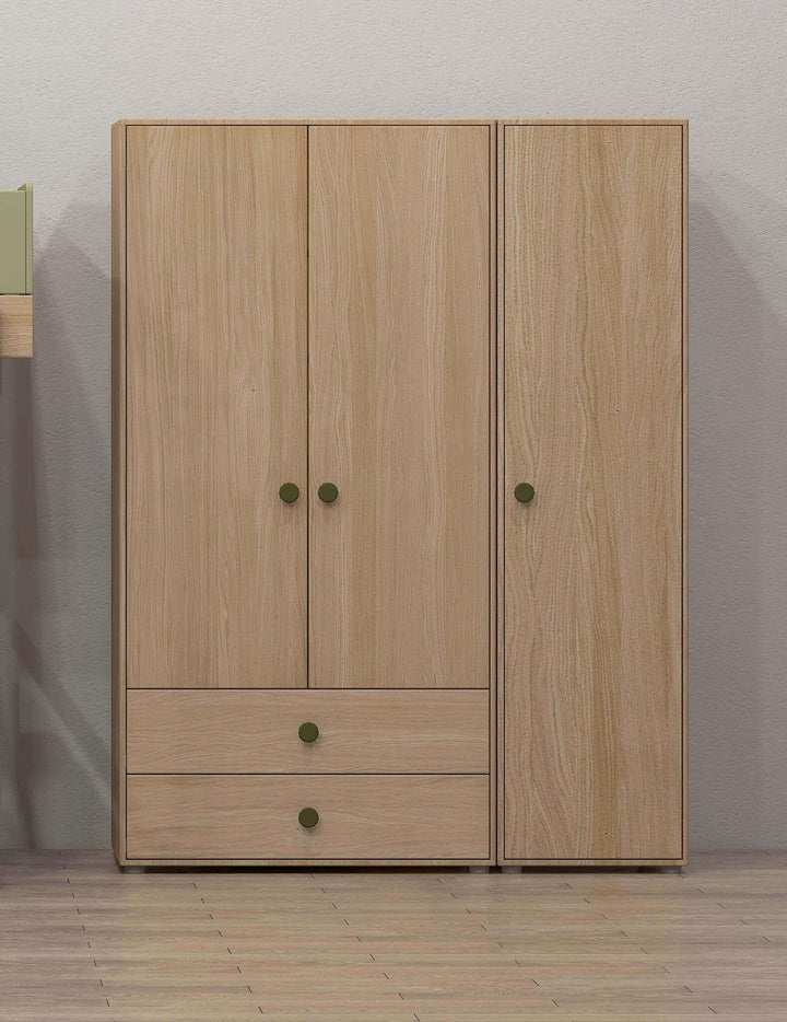 The Decorators: Dulap copii cu 2 usi si 2 sertare, Nor, MDF si lemn mesteacan, 101x57x202 cm