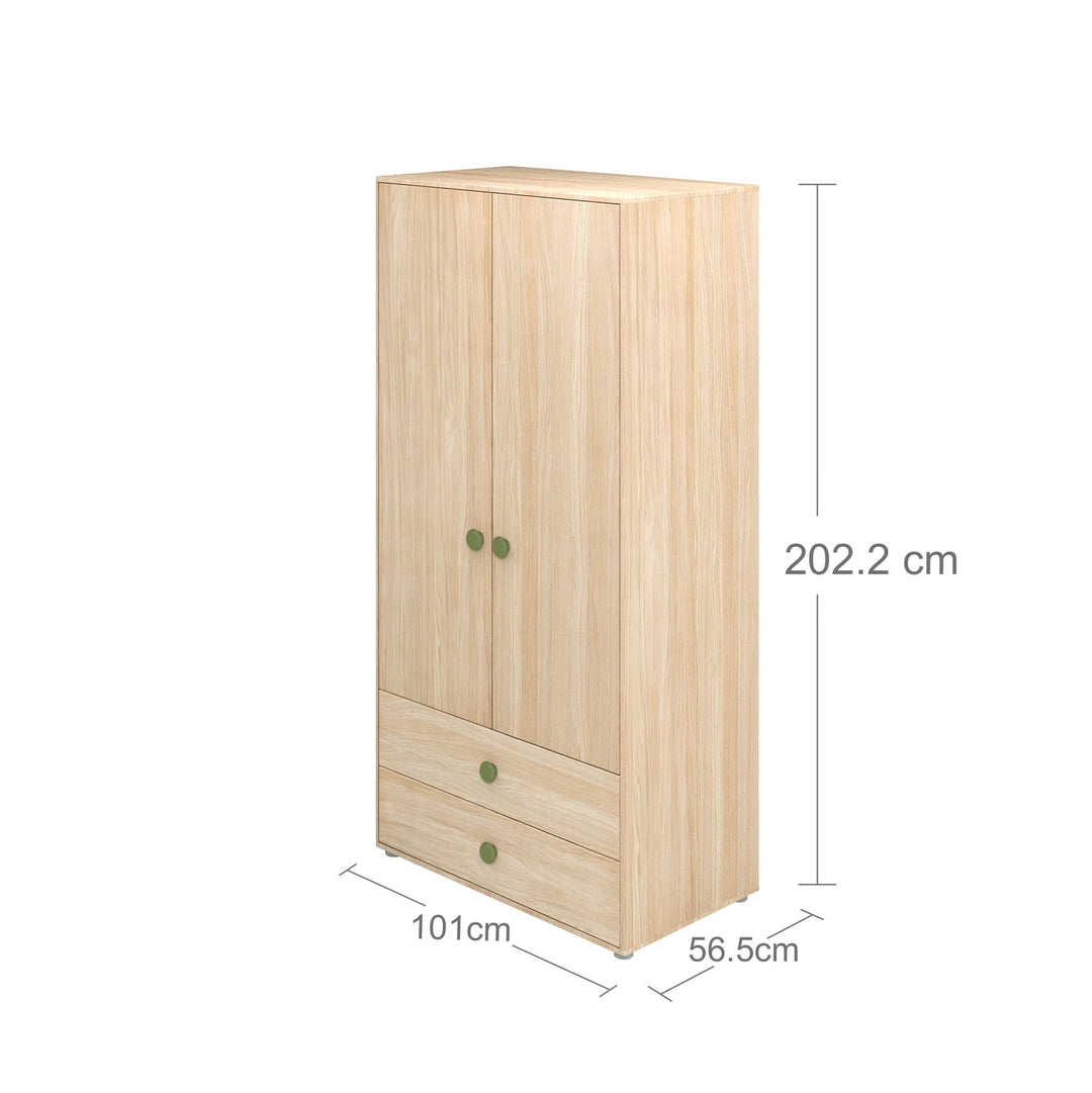 The Decorators: Dulap copii cu 2 usi si 2 sertare, Nor, MDF si lemn mesteacan, 101x57x202 cm