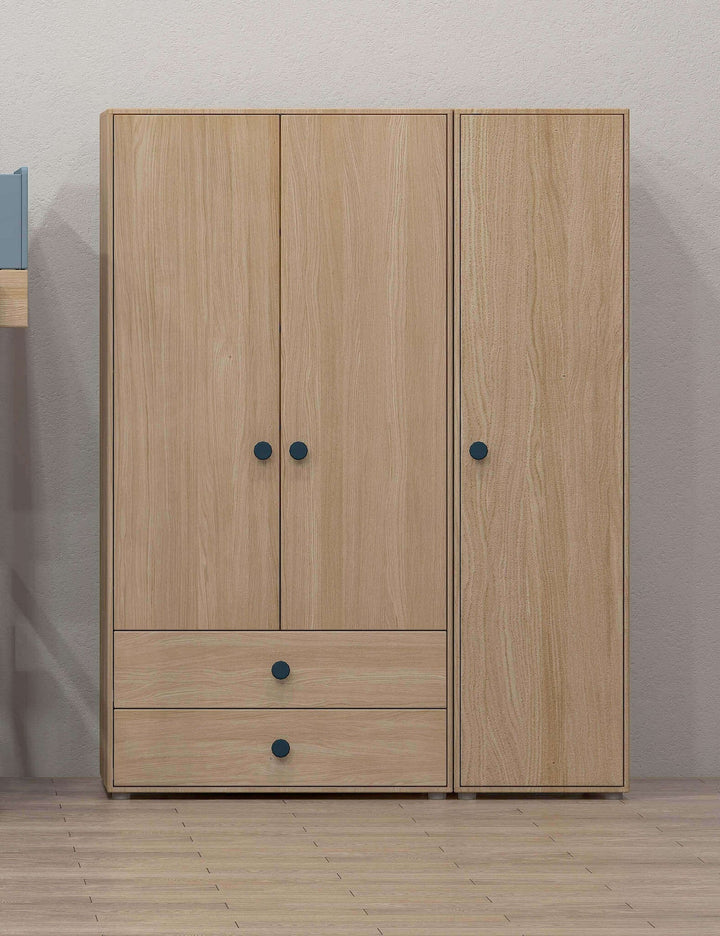 The Decorators: Dulap copii cu 2 usi si 2 sertare, Nor, MDF si lemn mesteacan, 101x57x202 cm