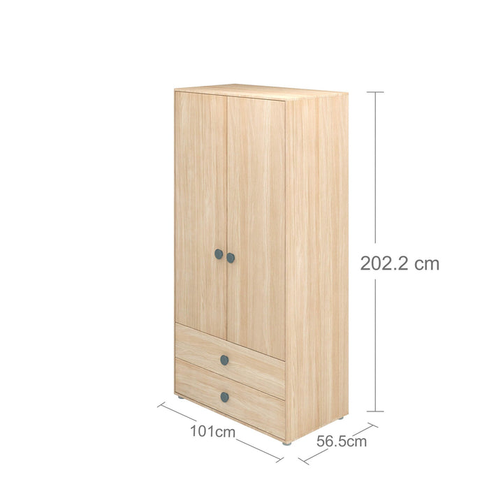 The Decorators: Dulap copii cu 2 usi si 2 sertare, Nor, MDF si lemn mesteacan, 101x57x202 cm