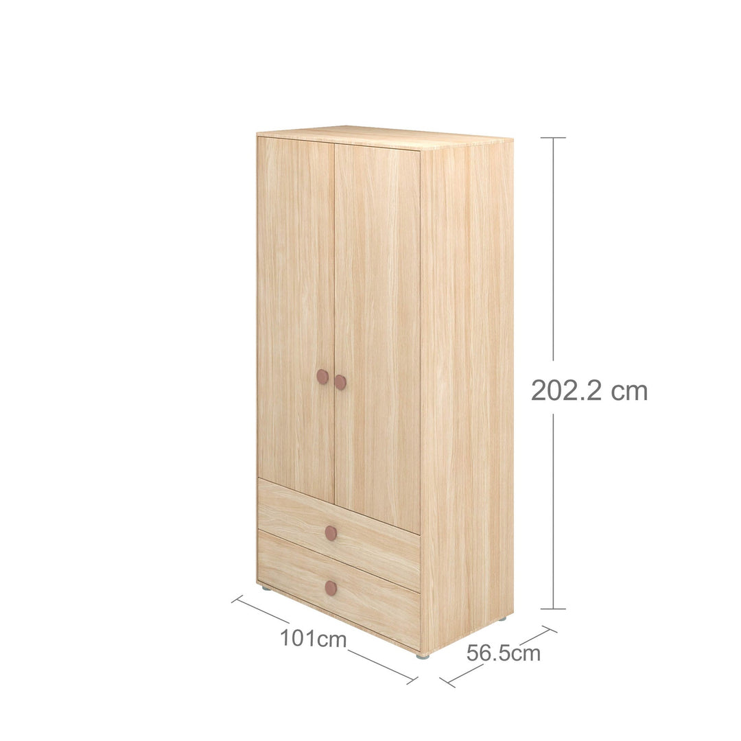 The Decorators: Dulap copii cu 2 usi si 2 sertare, Nor, MDF si lemn mesteacan, 101x57x202 cm