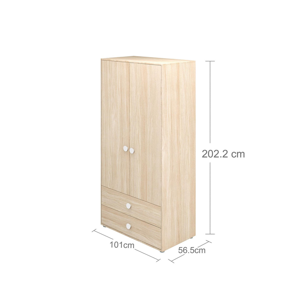 The Decorators: Dulap copii cu 2 usi si 2 sertare, Nor, MDF si lemn mesteacan, 101x57x202 cm