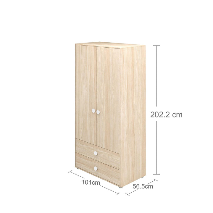 The Decorators: Dulap copii cu 2 usi si 2 sertare, Nor, MDF si lemn mesteacan, 101x57x202 cm
