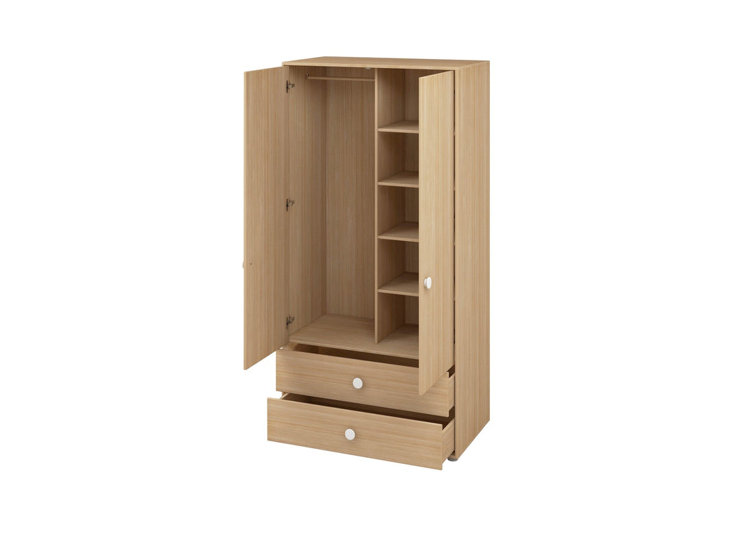The Decorators: Dulap copii cu 2 usi si 2 sertare, Nor, MDF si lemn mesteacan, 101x57x202 cm