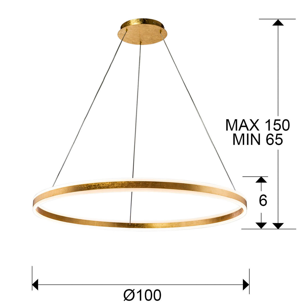 Lustra Schuller Helia inel Ø100 foița aur slim LED 110W