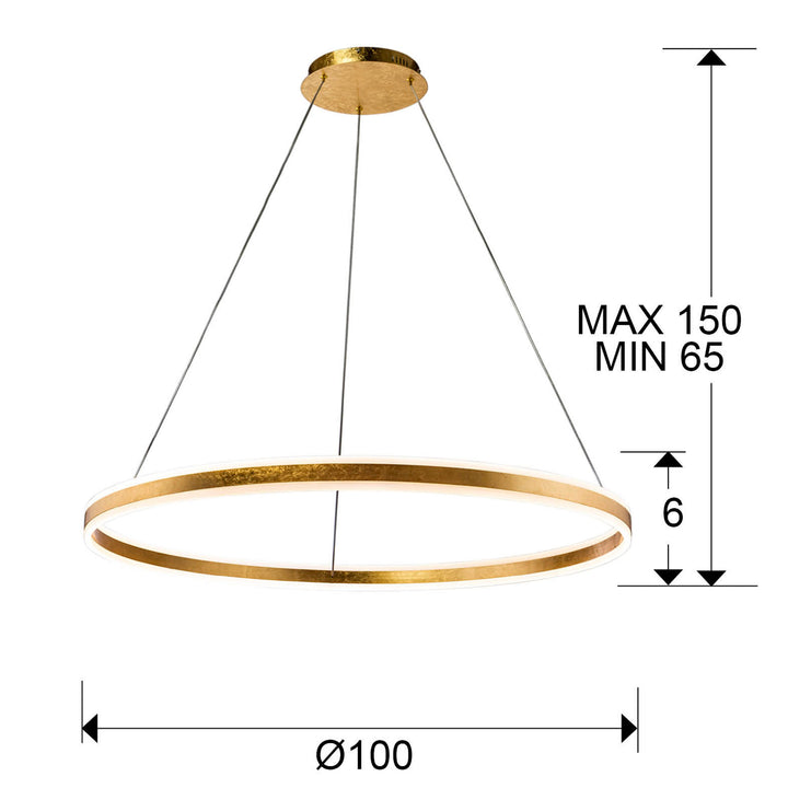Lustra Schuller Helia inel Ø100 foița aur slim LED 110W