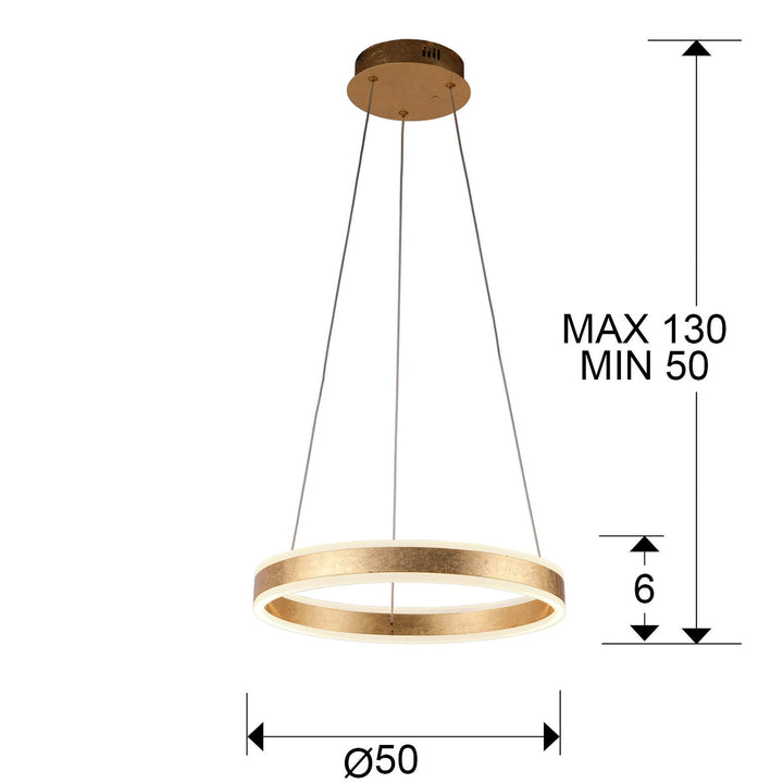 Lustra Schuller Helia inel Ø50 foița aur slim LED 55W
