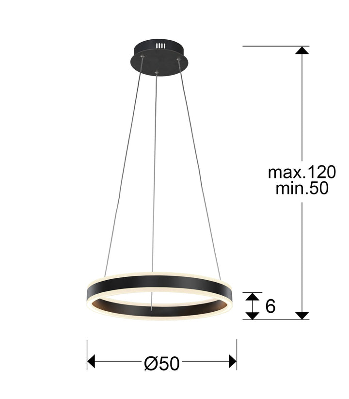 Lustra Schuller Helia inel Ø50 negru mat slim LED 55W