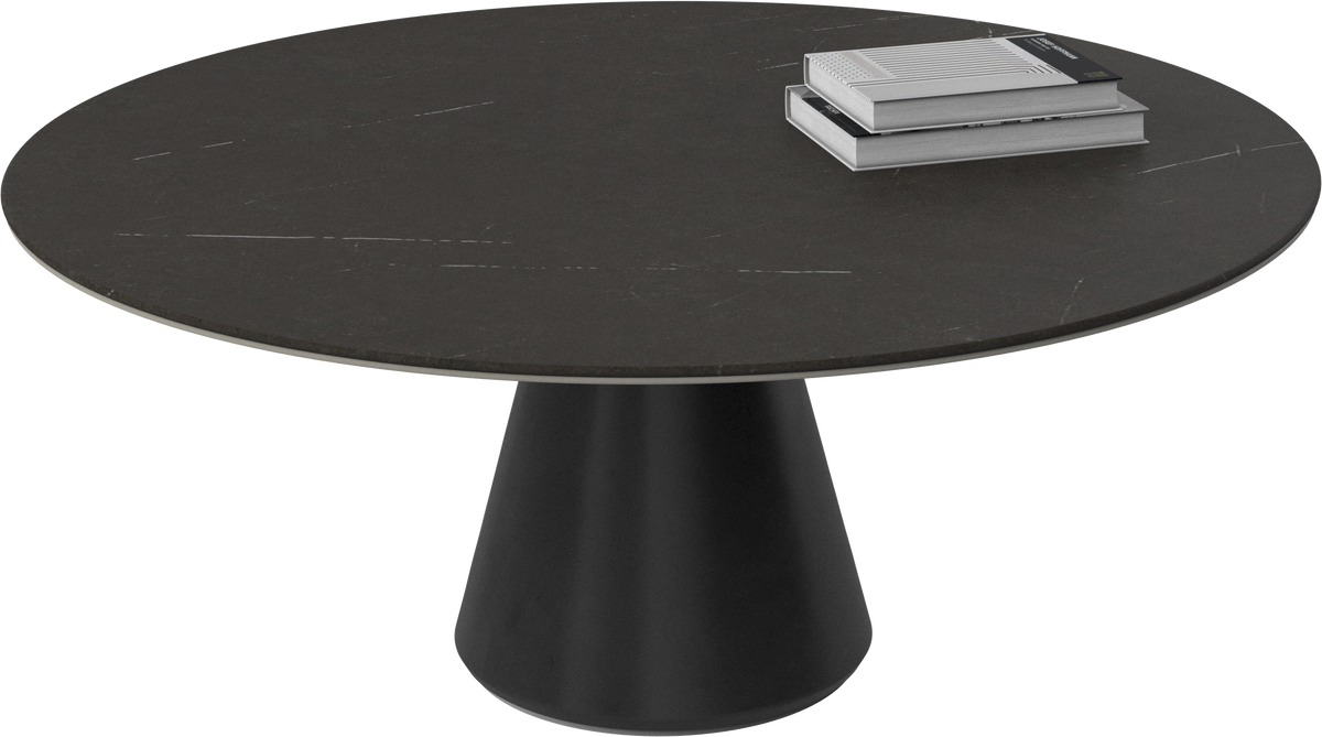 Masă de cafea rotundă BoConcept Madrid Ø99 cm, ceramică cu aspect de marmură — vedere de ansamblu