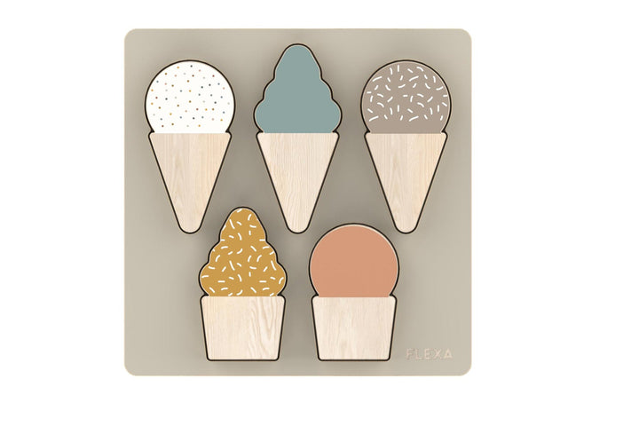 Puzzle pentru copii, Ice Cream, mesteacan, multicolor, 20x20x3 cm