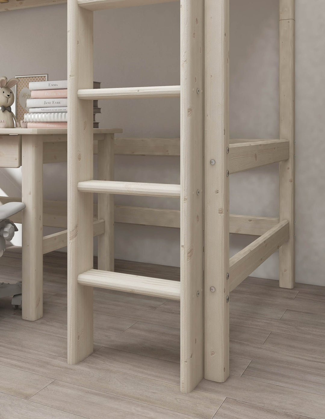 The Decorators: Pat inaltime 184 cm cu scara dreapta Flexa Classic 90/140x200 cm