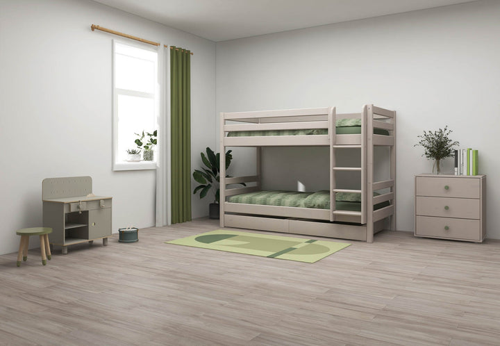 The Decorators: Paturi suprapuse inaltime 154 cm cu scara dreapta si sertare Flexa Classic 90x200 cm