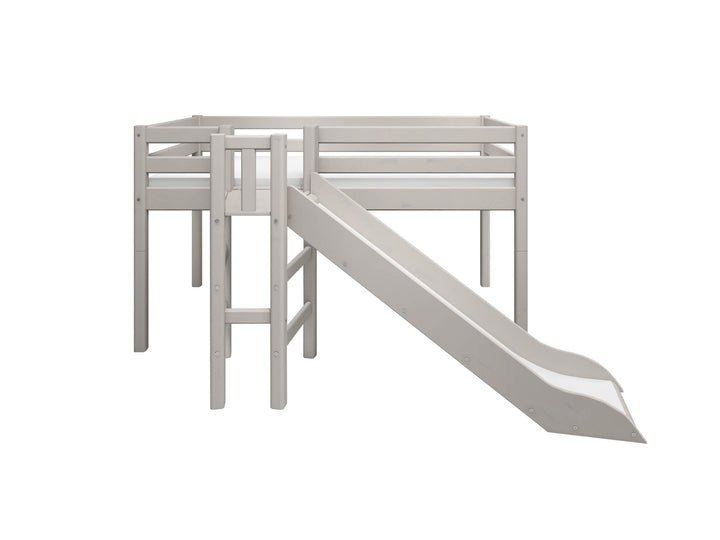 The Decorators: Pat inaltime 120 cm cu platforma si tobogan Flexa Classic 90x200 cm
