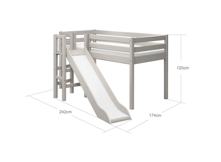 The Decorators: Pat inaltime 120 cm cu platforma si tobogan Flexa Classic 90x200 cm