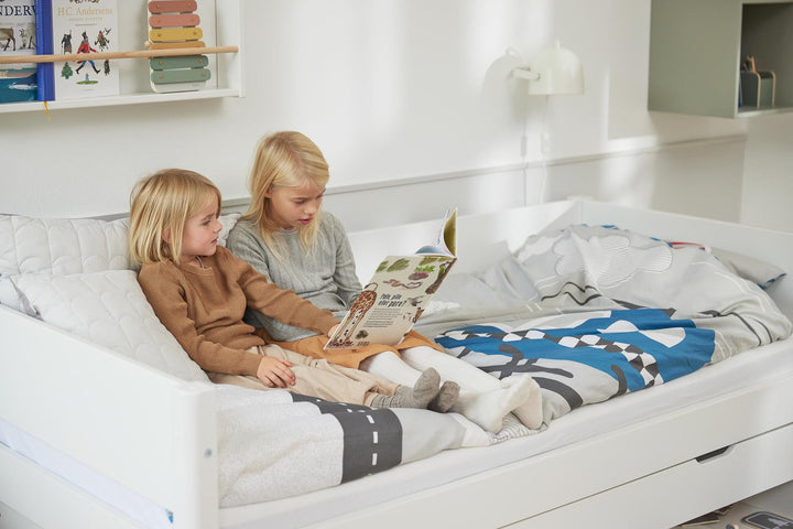 The Decorators: Pat cu extensie si doua sertare Flexa White 90x200 cm