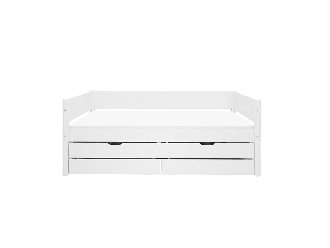 The Decorators: Pat cu extensie si doua sertare Flexa White 90x200 cm