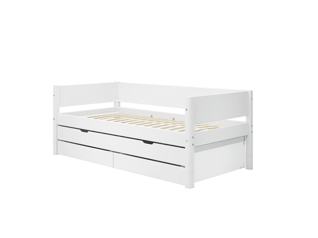 The Decorators: Pat cu extensie si doua sertare Flexa White 90x200 cm