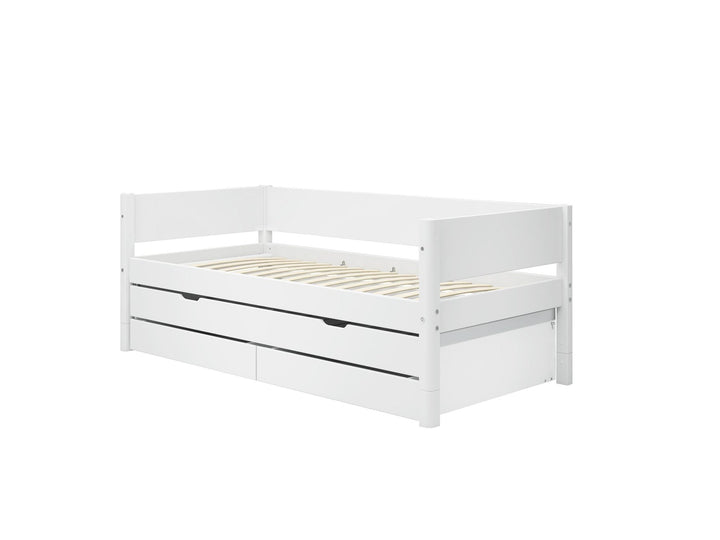 The Decorators: Pat cu extensie si doua sertare Flexa White 90x200 cm