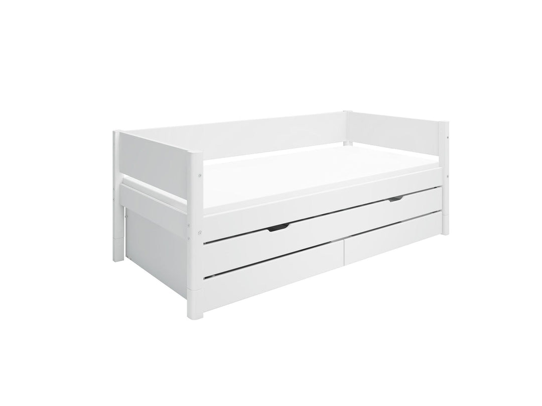 The Decorators: Pat cu extensie si doua sertare Flexa White 90x200 cm