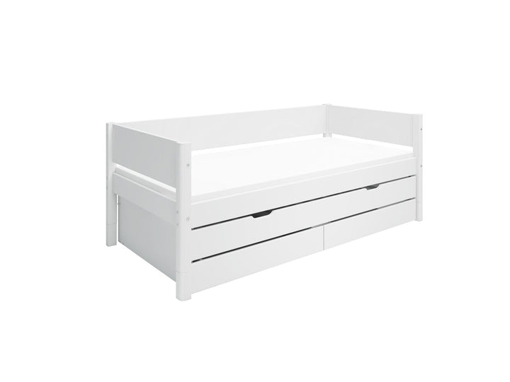 The Decorators: Pat cu extensie si doua sertare Flexa White 90x200 cm