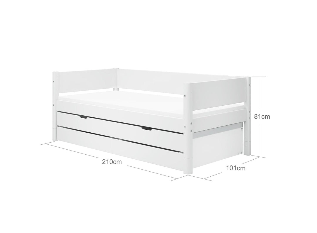 The Decorators: Pat cu extensie si doua sertare Flexa White 90x200 cm