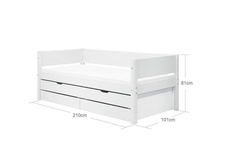 The Decorators: Pat cu extensie si doua sertare Flexa White 90x200 cm