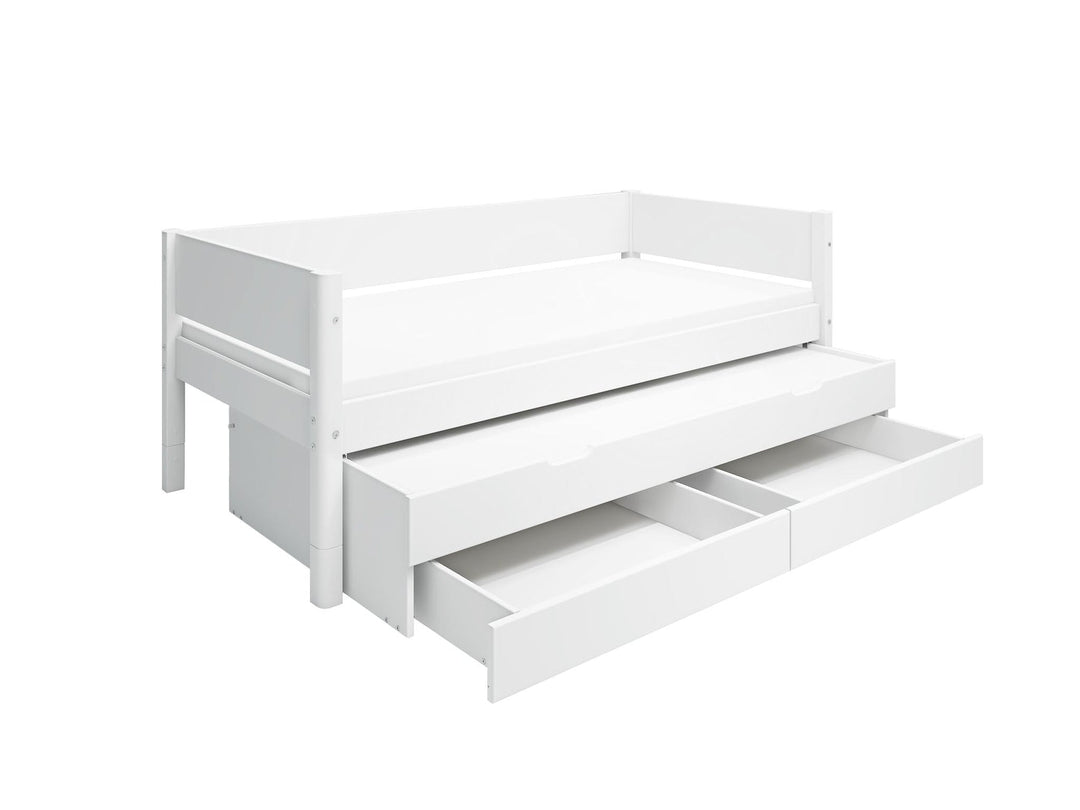 The Decorators: Pat cu extensie si doua sertare Flexa White 90x200 cm
