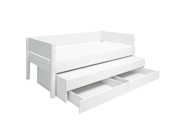 The Decorators: Pat cu extensie si doua sertare Flexa White 90x200 cm