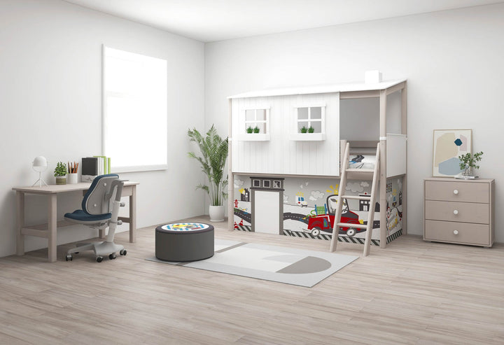 The Decorators: Pat inaltime 120 cm casuta cu acoperis Flexa Classic 90x200 cm